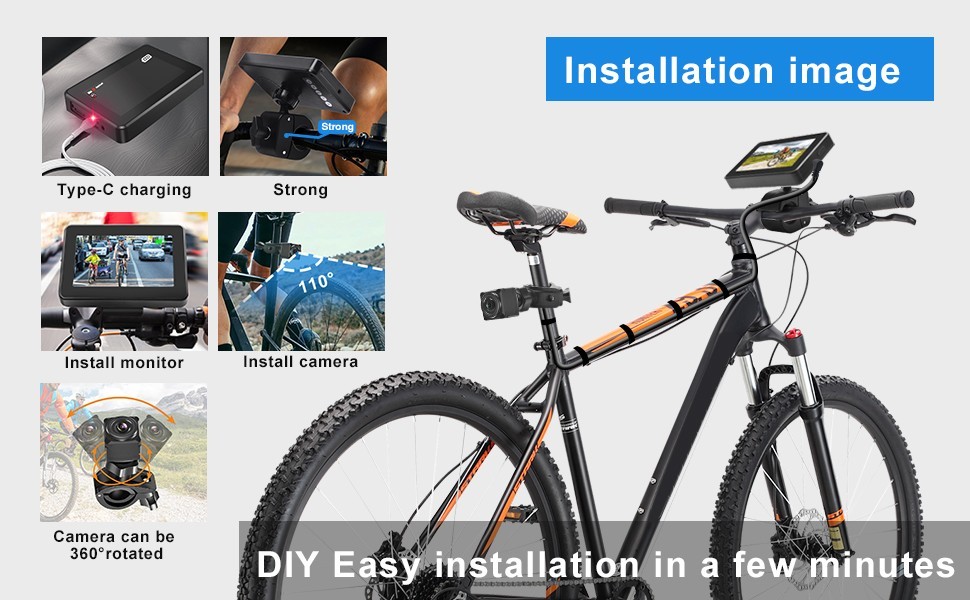 cykelkamera med skærm - bakkamera til en cykel