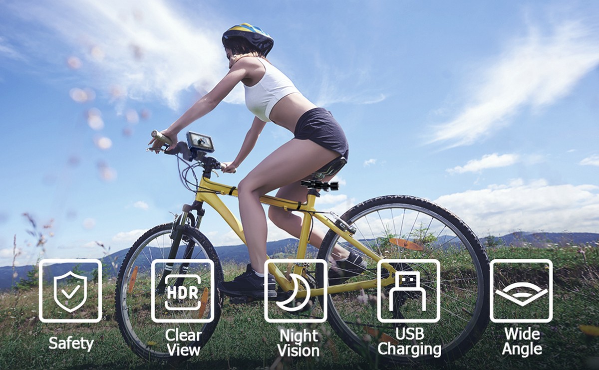 cykelsikkerhedskamera med skærm