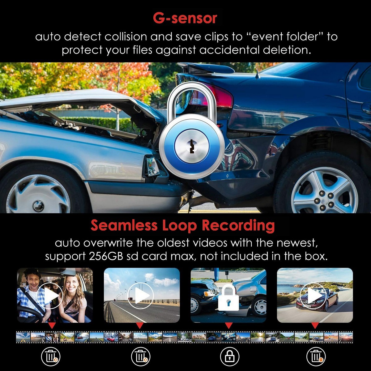 indbygget G-sensor - bilkamera