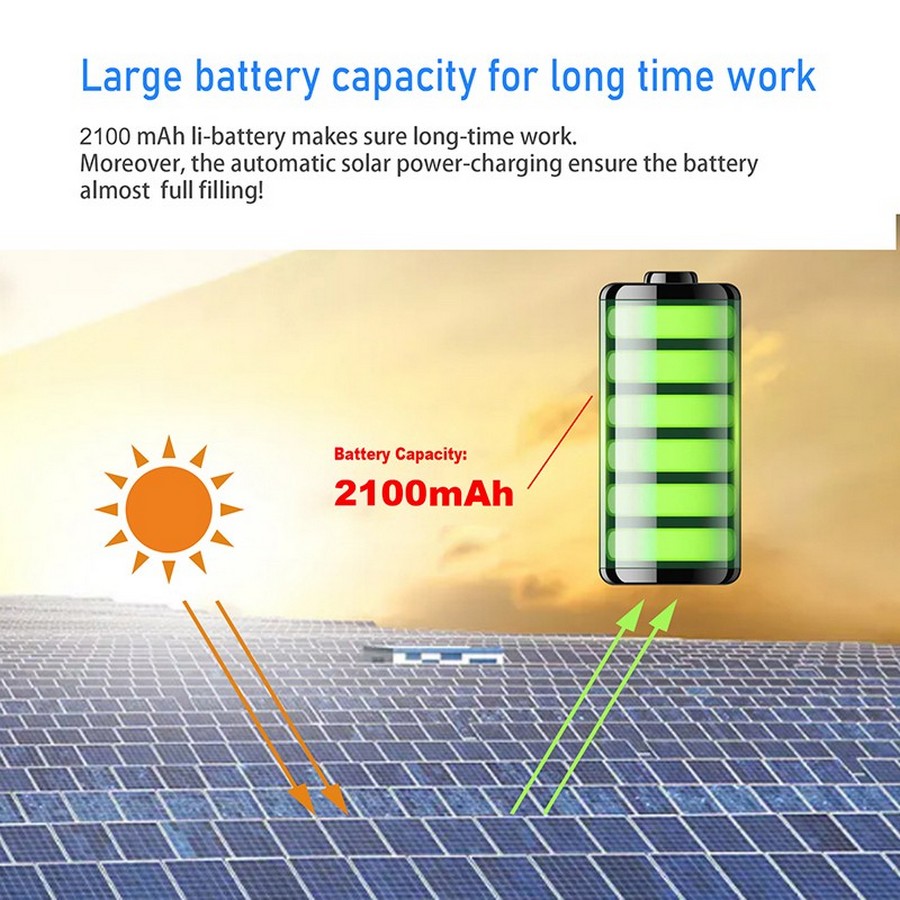 genopladeligt 2100mAh batteri solenergi
