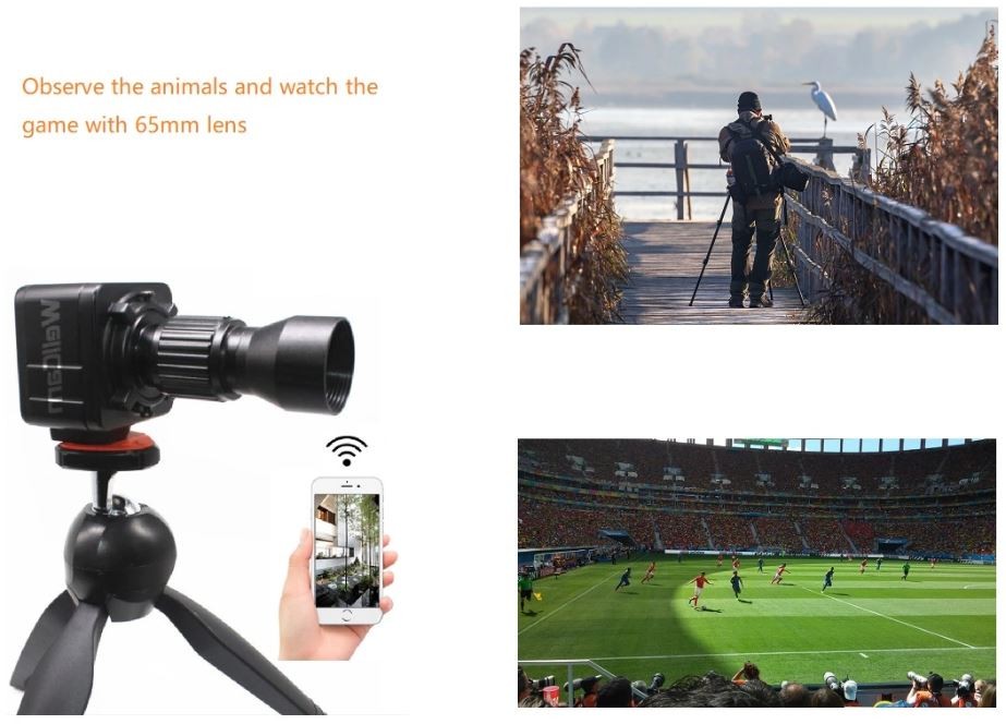 zoom kamera med stativ - live transmission wifi over smartphone