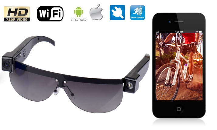 Solbriller med hd wifi kamera