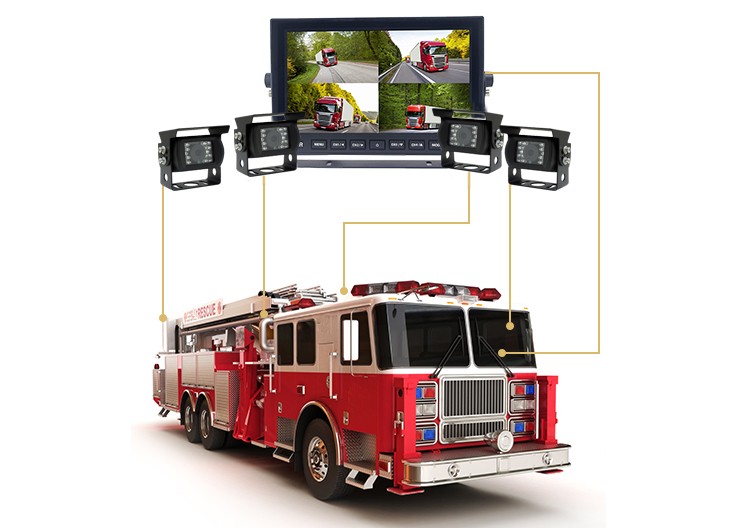 kamera- og skærmmontage til brandbil