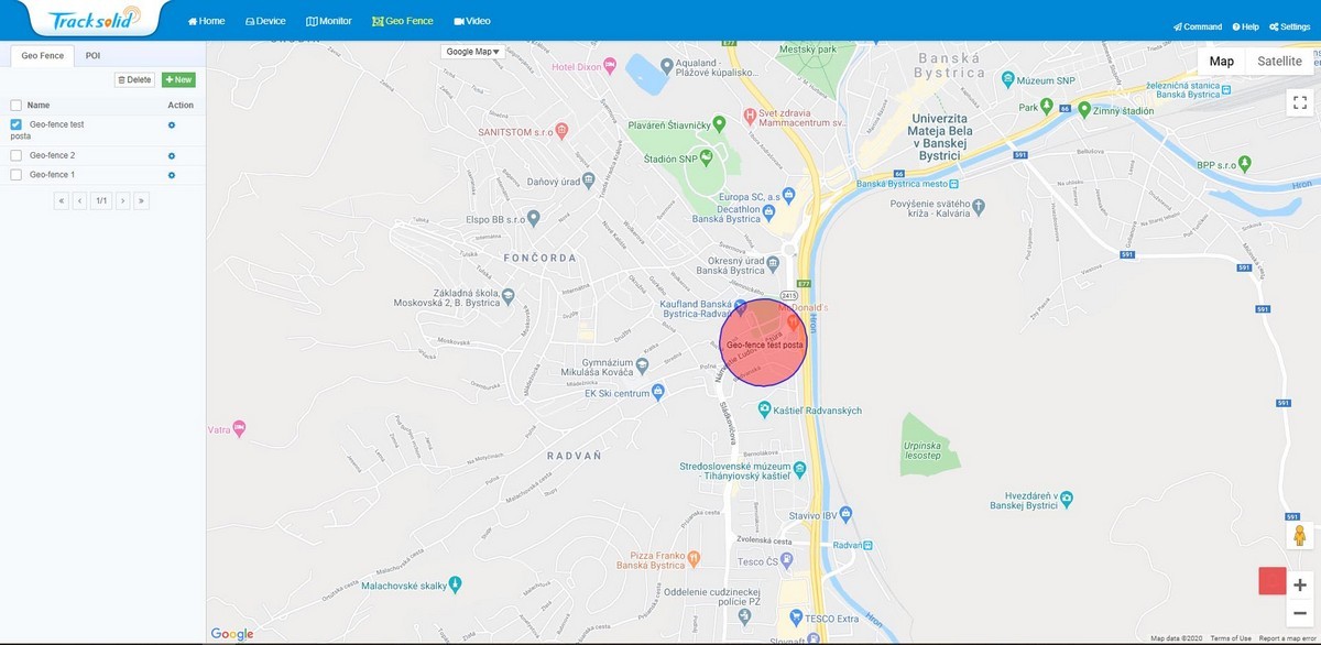 tracksolid - geofence funktion