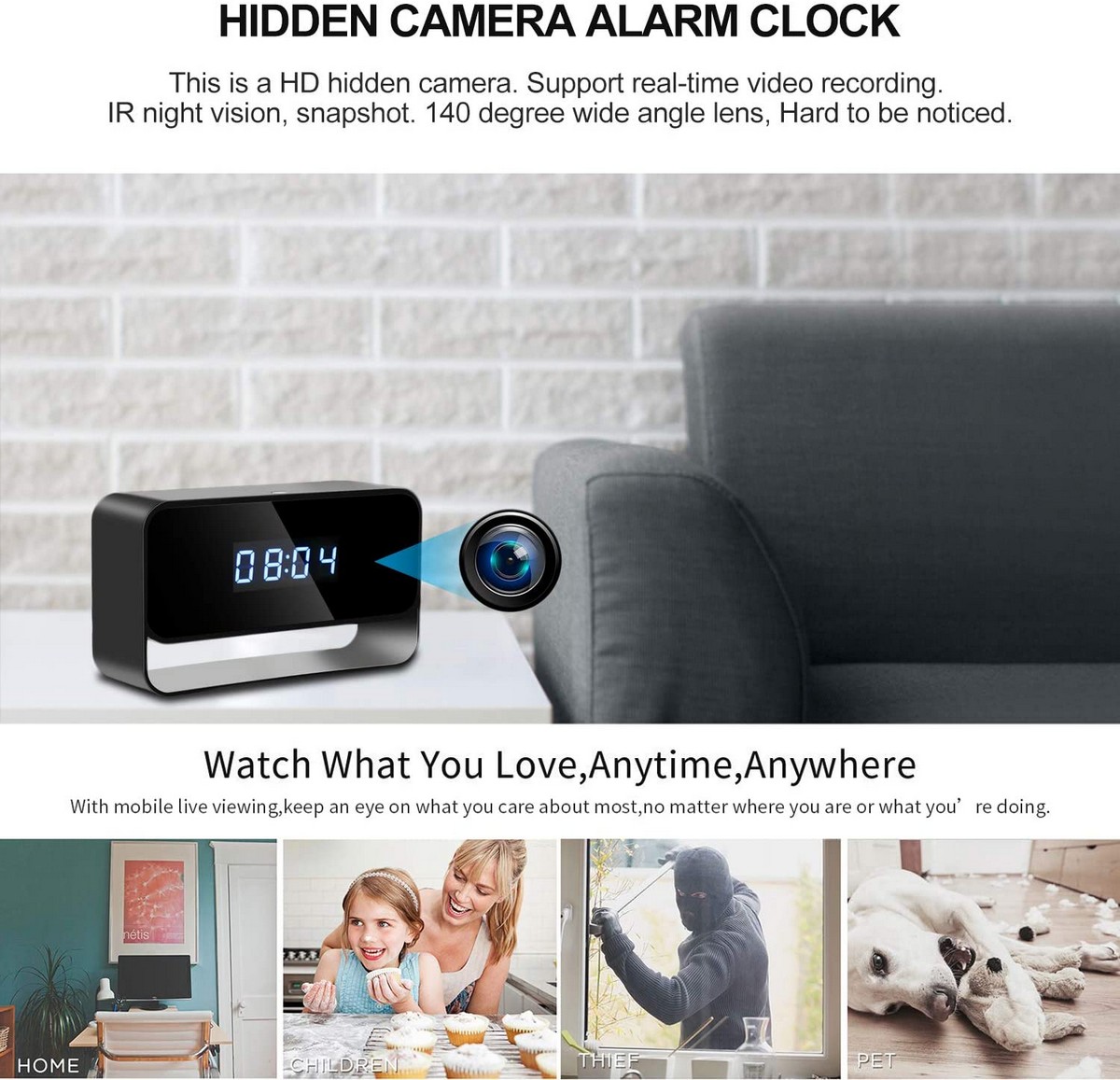 digitalt vækkeur med wifi kamera