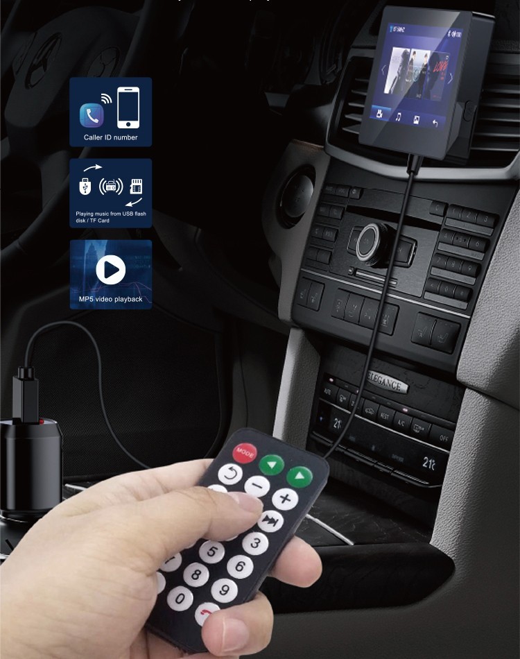 bilskærm med håndfri FM-sender og video